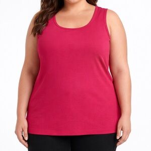 Lands’ End Sleeveless Tank Top Pink 100% Cotton Plus Size 1X 16W-18W